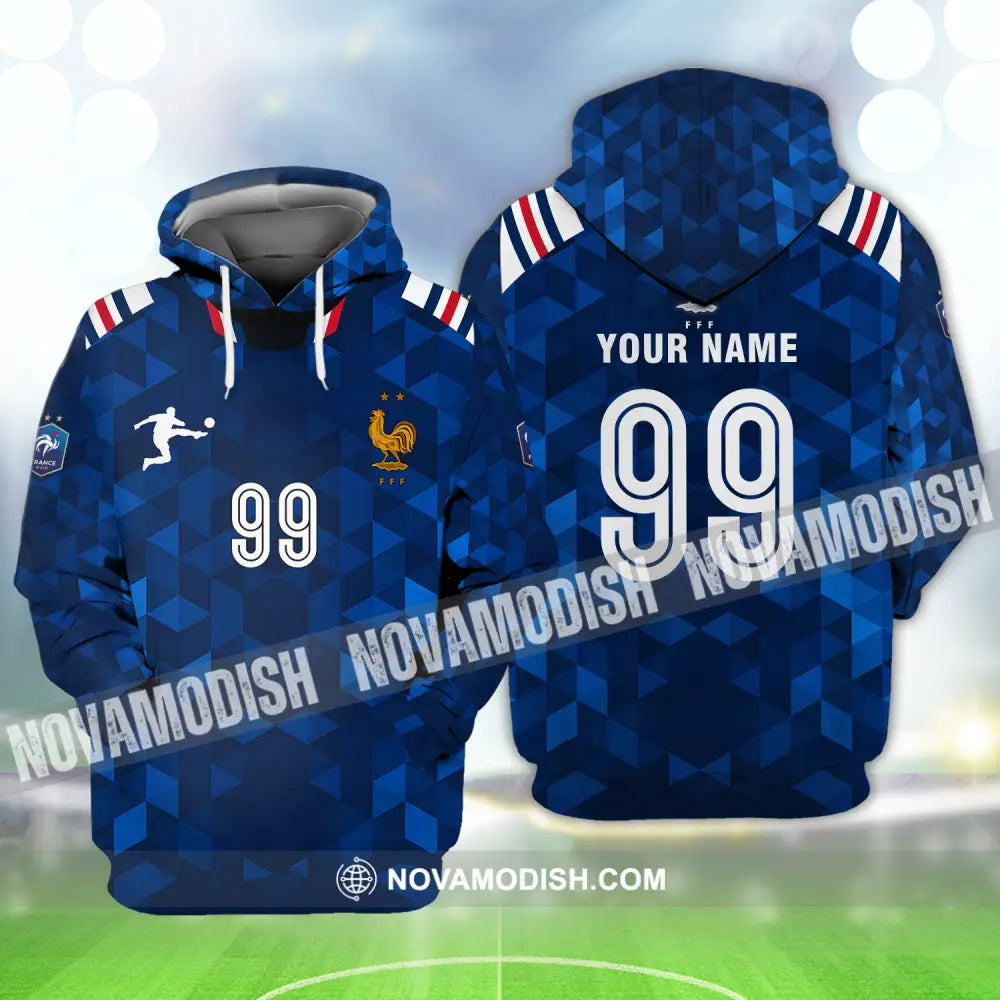 Unisex Shirt - Custom Name And Number Shirt Euro 2024 France FFF National Team Blue Shirt Hoodie / S T-shirt