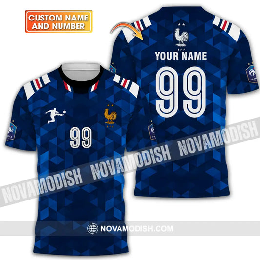 Unisex Shirt - Custom Name And Number Shirt Euro 2024 France FFF National Team Blue Shirt T-shirt