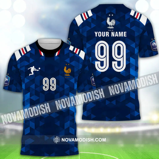 Unisex Shirt - Custom Name And Number Shirt Euro 2024 France FFF National Team Blue Shirt T-Shirt / S T-shirt