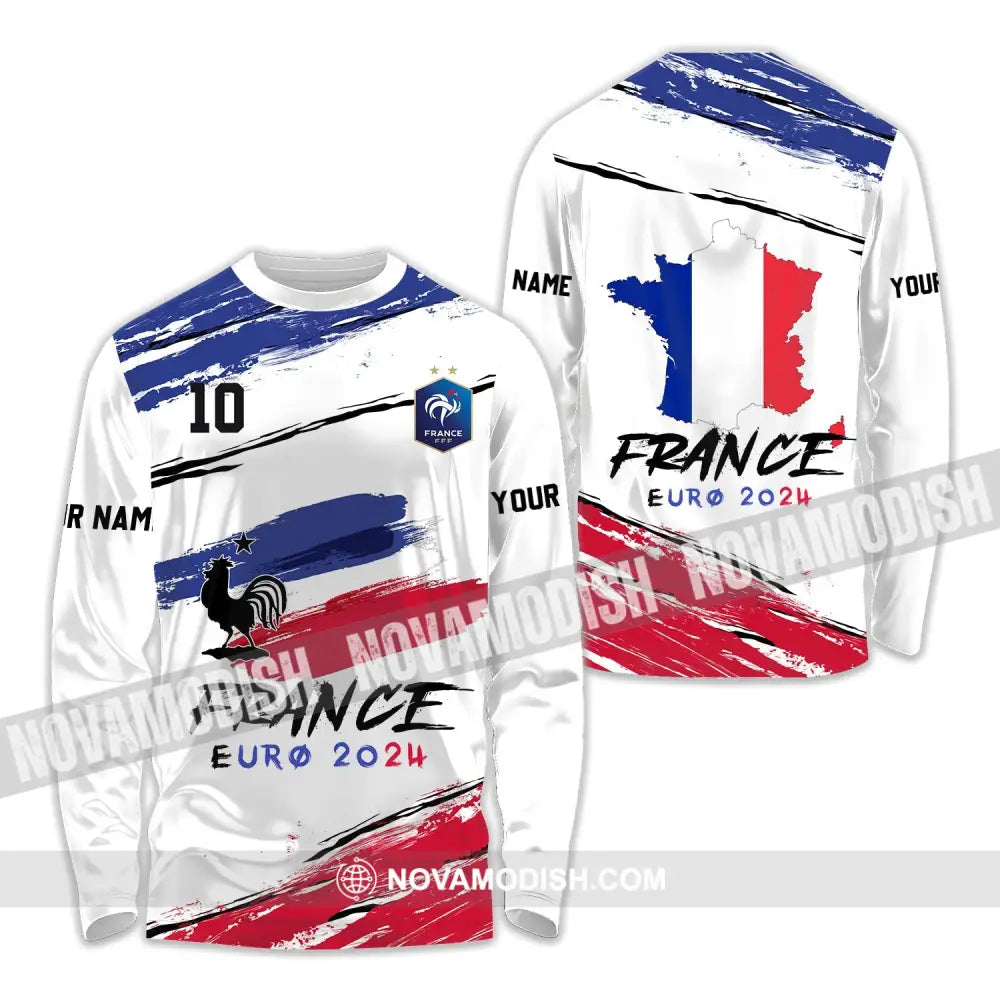 Unisex Shirt - Custom Name And Number Shirt Euro 2024 France Long Sleeve Shirt / S T-shirt