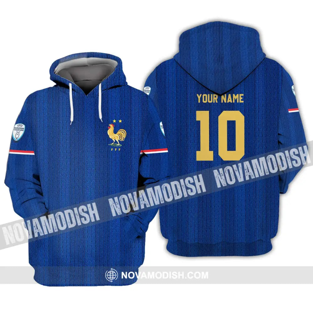 Unisex Shirt - Custom Name And Number Euro 2024 France National Team Blue Shirt Hoodie / S T-shirt