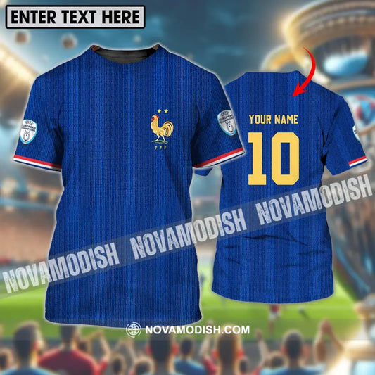 Unisex Shirt - Custom Name And Number Euro 2024 France National Team Blue Shirt T-shirt