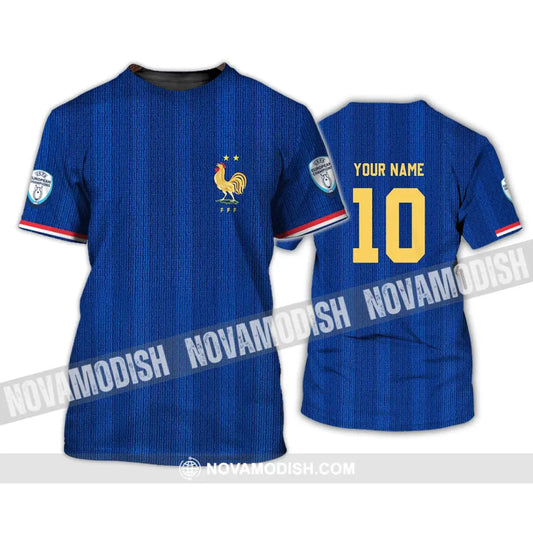 Unisex Shirt - Custom Name And Number Euro 2024 France National Team Blue Shirt T-Shirt / S T-shirt