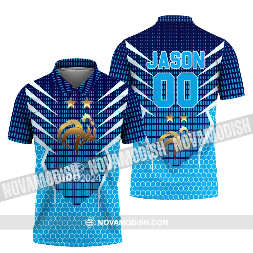 Unisex Shirt - Custom Name And Number Shirt Euro 2024 Shirt France National Team Golden Chicken Polo Shirt / S T-shirt