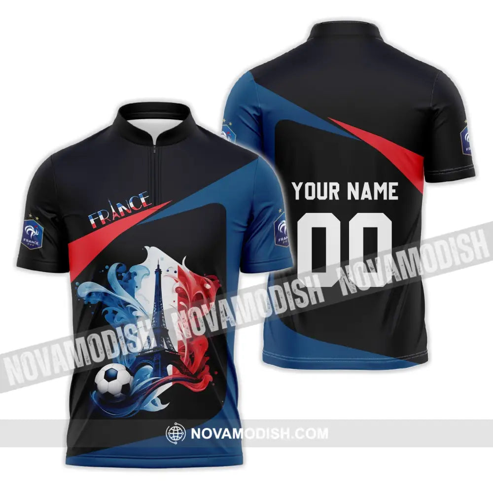 Unisex Shirt - Custom Name And Number Euro 2024 Shirt France Team Shirt Zipper Polo Shirt / S T-shirt