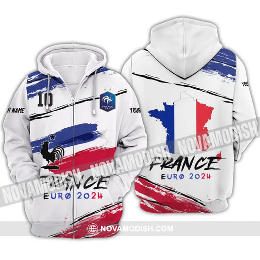 Unisex Shirt - Custom Name And Number Shirt Euro 2024 France Zipper Hoodie / S T-shirt
