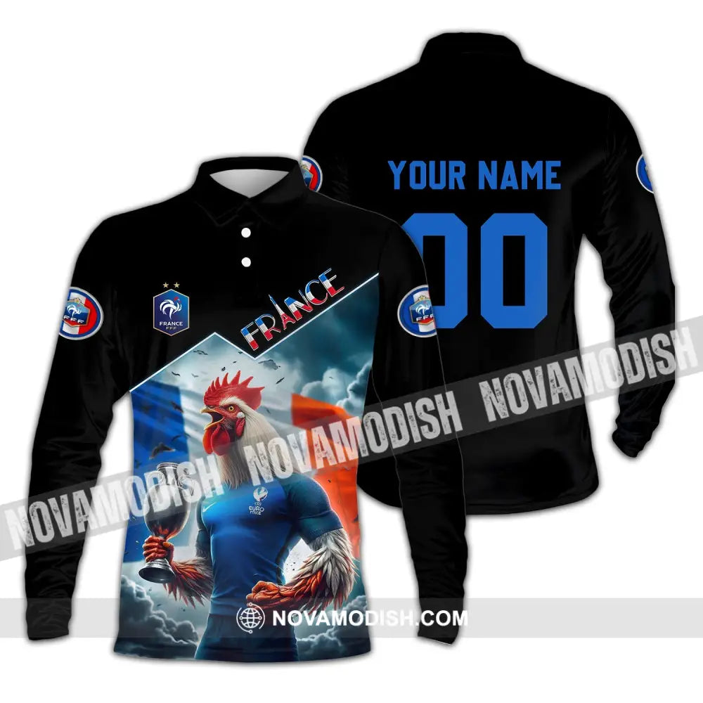 Unisex Shirt - Custom Name And Number Euro 2024 French Chicken Shirt Long Sleeve Polo / S T-shirt