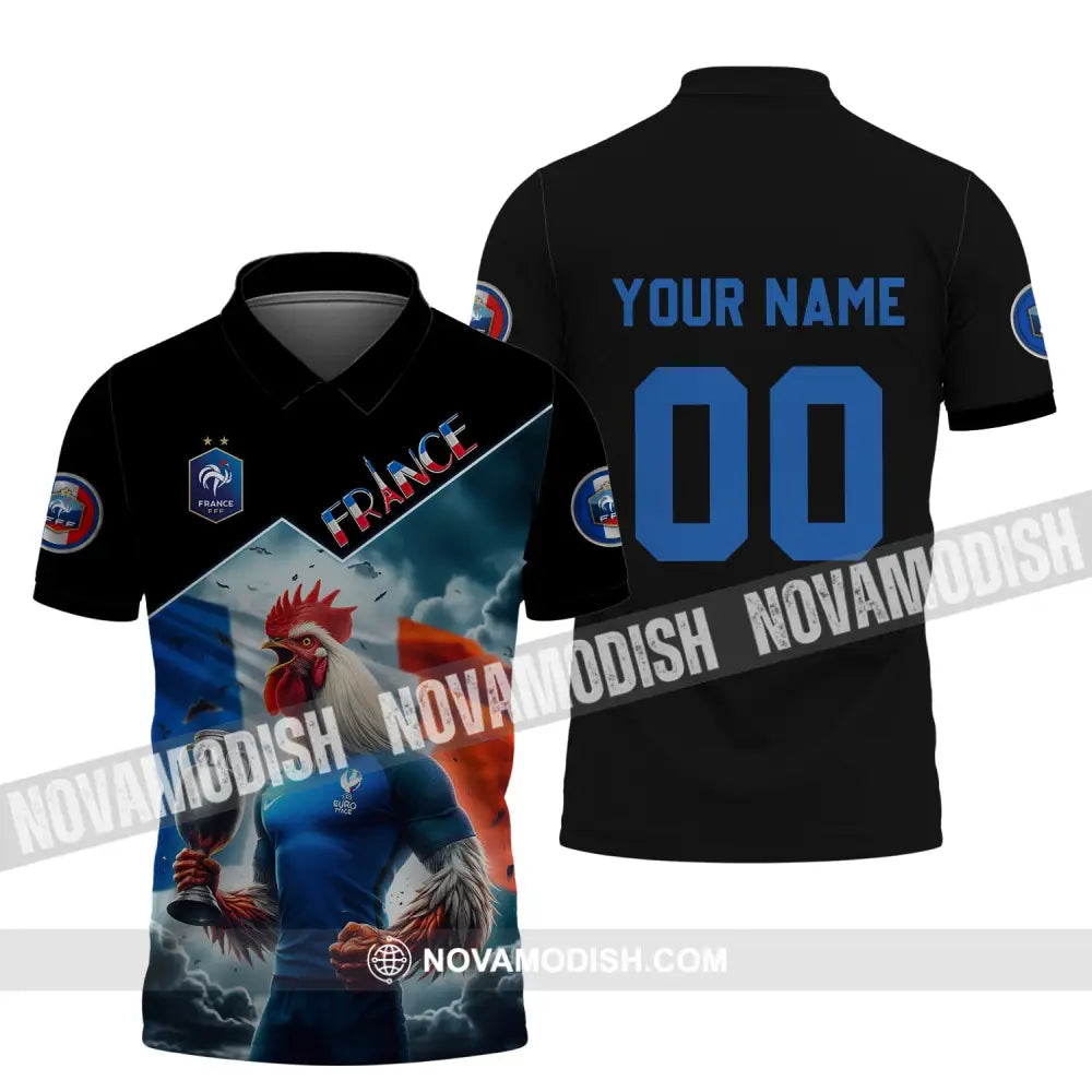 Unisex Shirt - Custom Name And Number Euro 2024 French Chicken Shirt Polo Shirt / S T-shirt