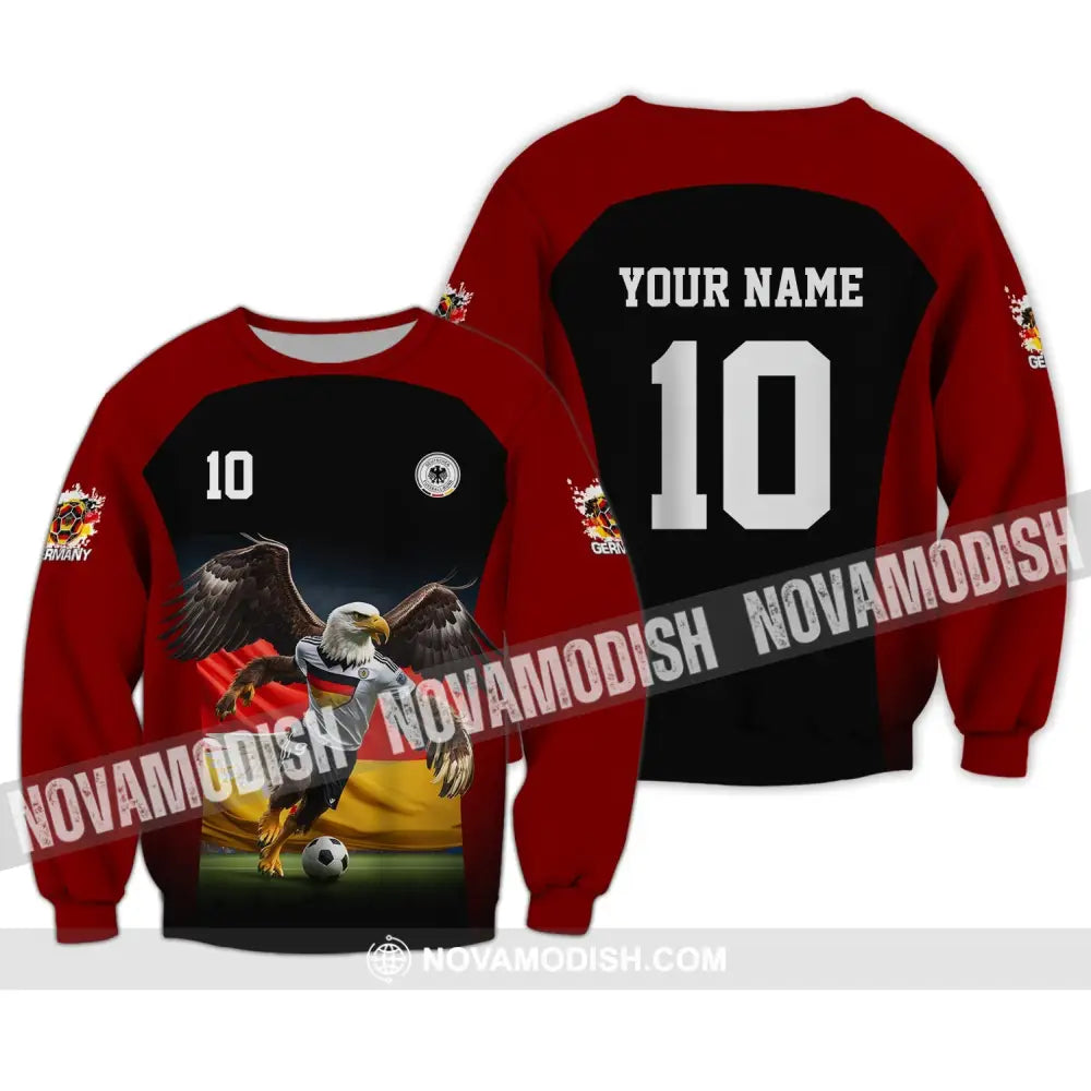 Unisex Shirt - Custom Name And Number Euro 2024 German Eagle Shirt Long Sleeve / S T-shirt