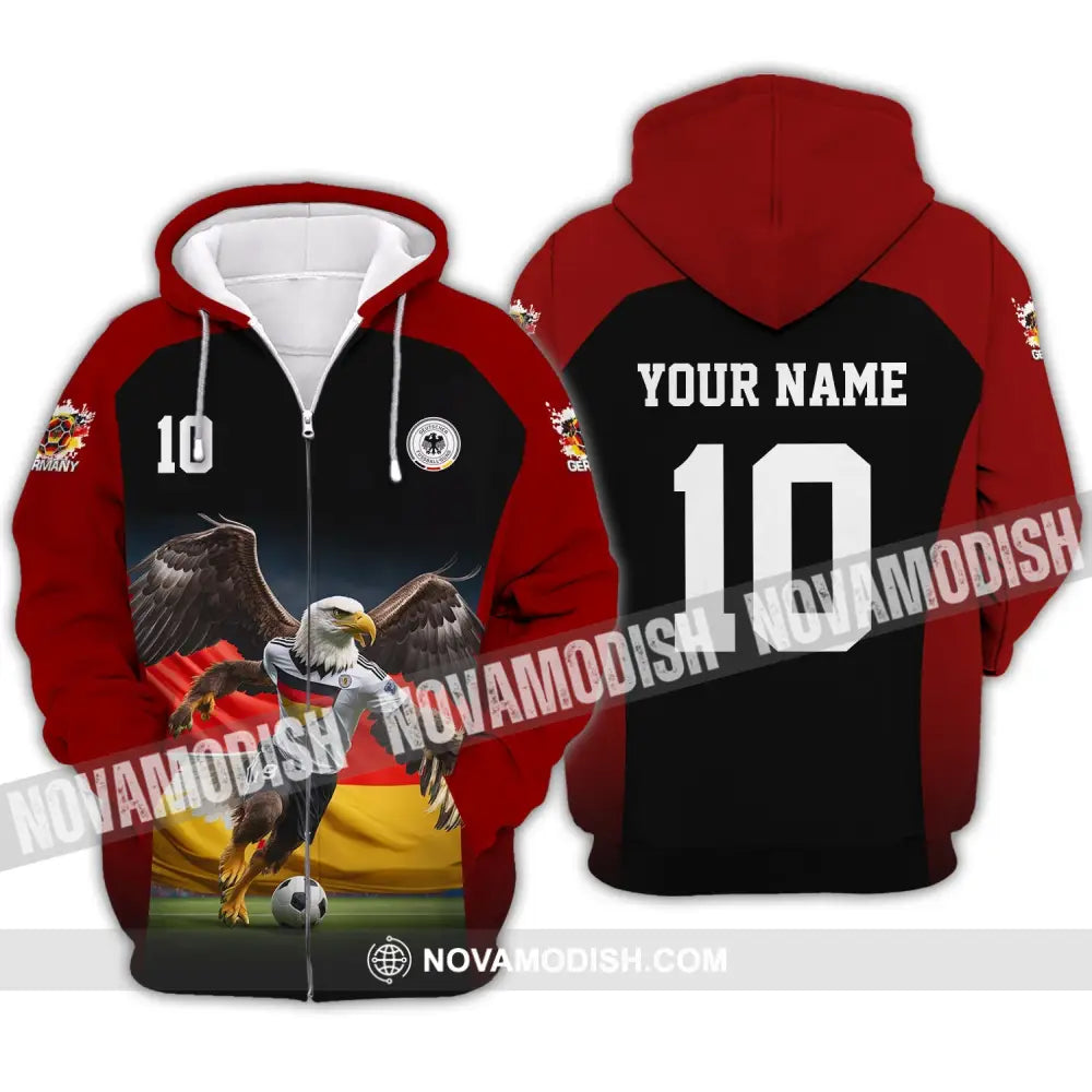 Unisex Shirt - Custom Name And Number Euro 2024 German Eagle Shirt Zipper Hoodie / S T-shirt