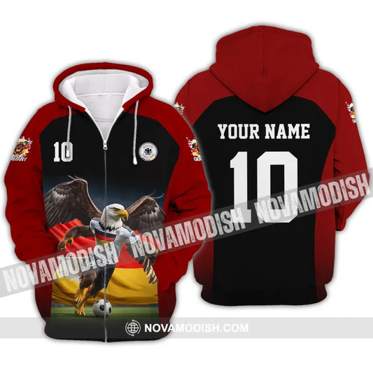 Unisex Shirt - Custom Name And Number Euro 2024 German Eagle Shirt Zipper Hoodie / S T-shirt