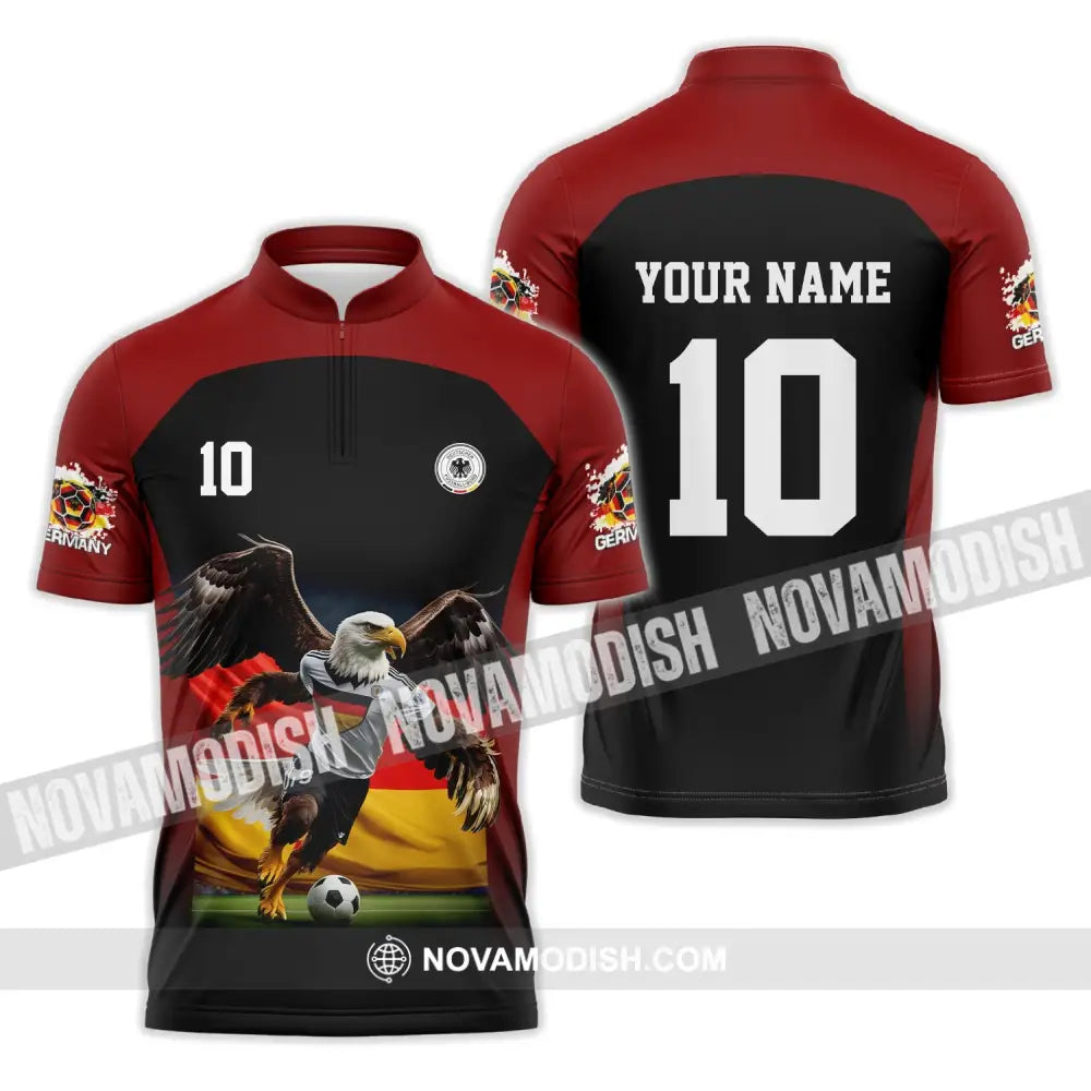 Unisex Shirt - Custom Name And Number Euro 2024 German Eagle Shirt Zipper Polo Shirt / S T-shirt