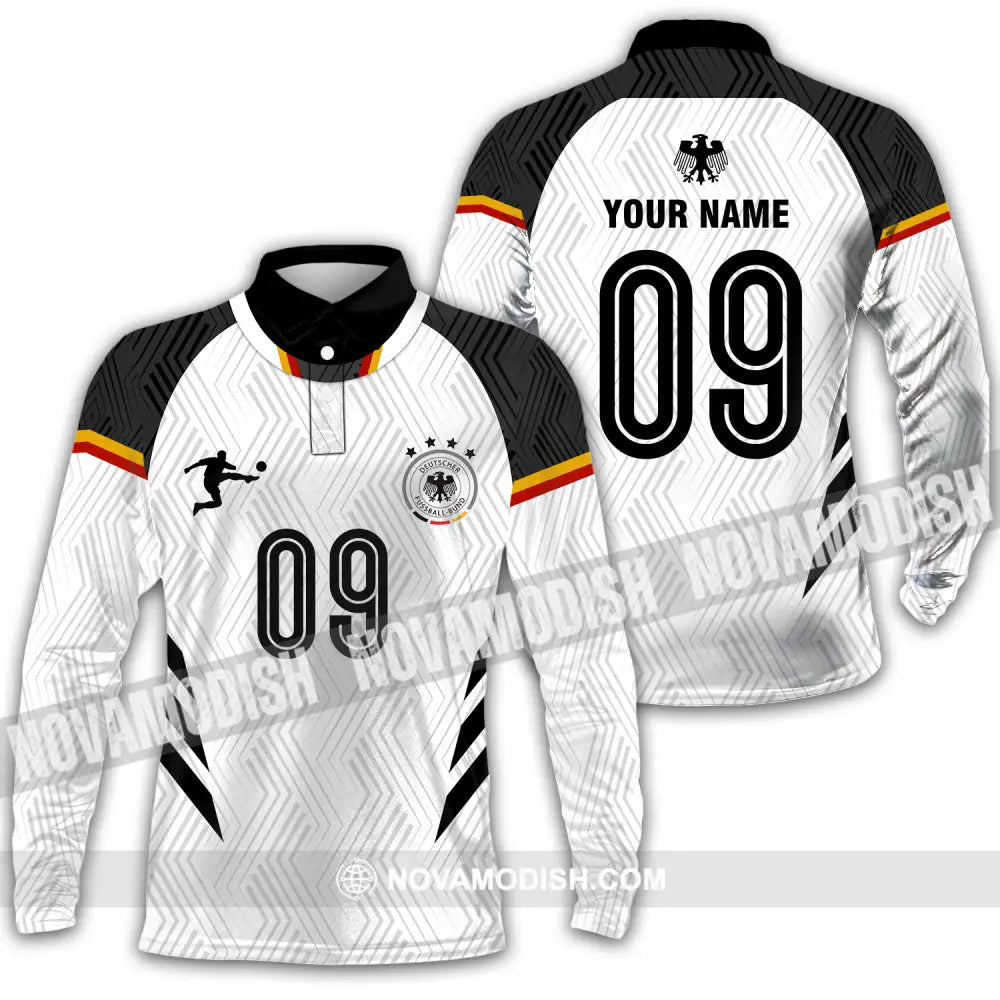 Unisex Shirt - Custom Name And Number Euro 2024 Shirt Germany Long Sleeve Polo / S T-shirt