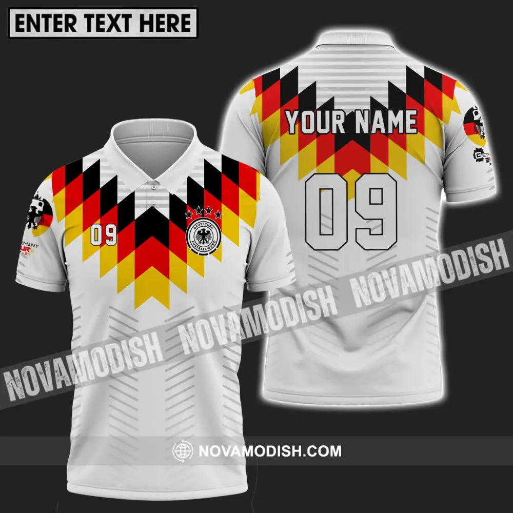 Unisex Shirt - Custom Name And Number Shirt Euro 2024 Germany National Team Flag Color Polo Shirt / S T-shirt