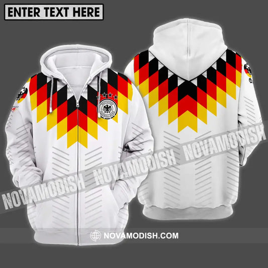Unisex Shirt - Custom Name And Number Shirt Euro 2024 Germany National Team Flag Color Zipper Hoodie / S T-shirt