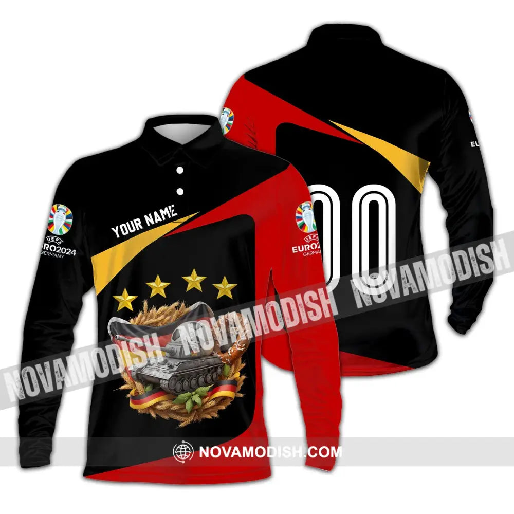 Unisex Shirt - Custom Name And Number Euro 2024 Shirt Germany National Team Long Sleeve Polo / S T-shirt
