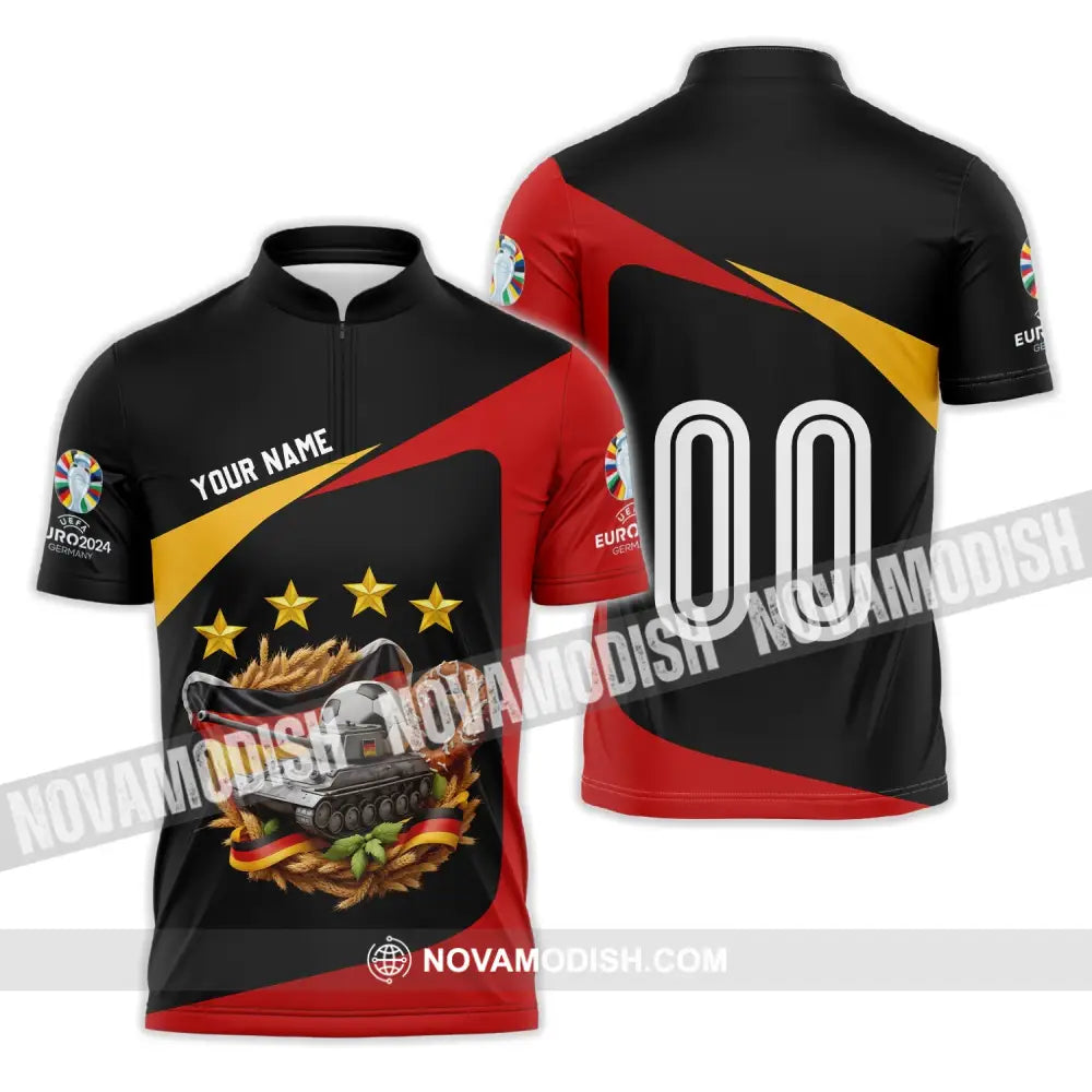 Unisex Shirt - Custom Name And Number Euro 2024 Shirt Germany National Team Zipper Polo Shirt / S T-shirt