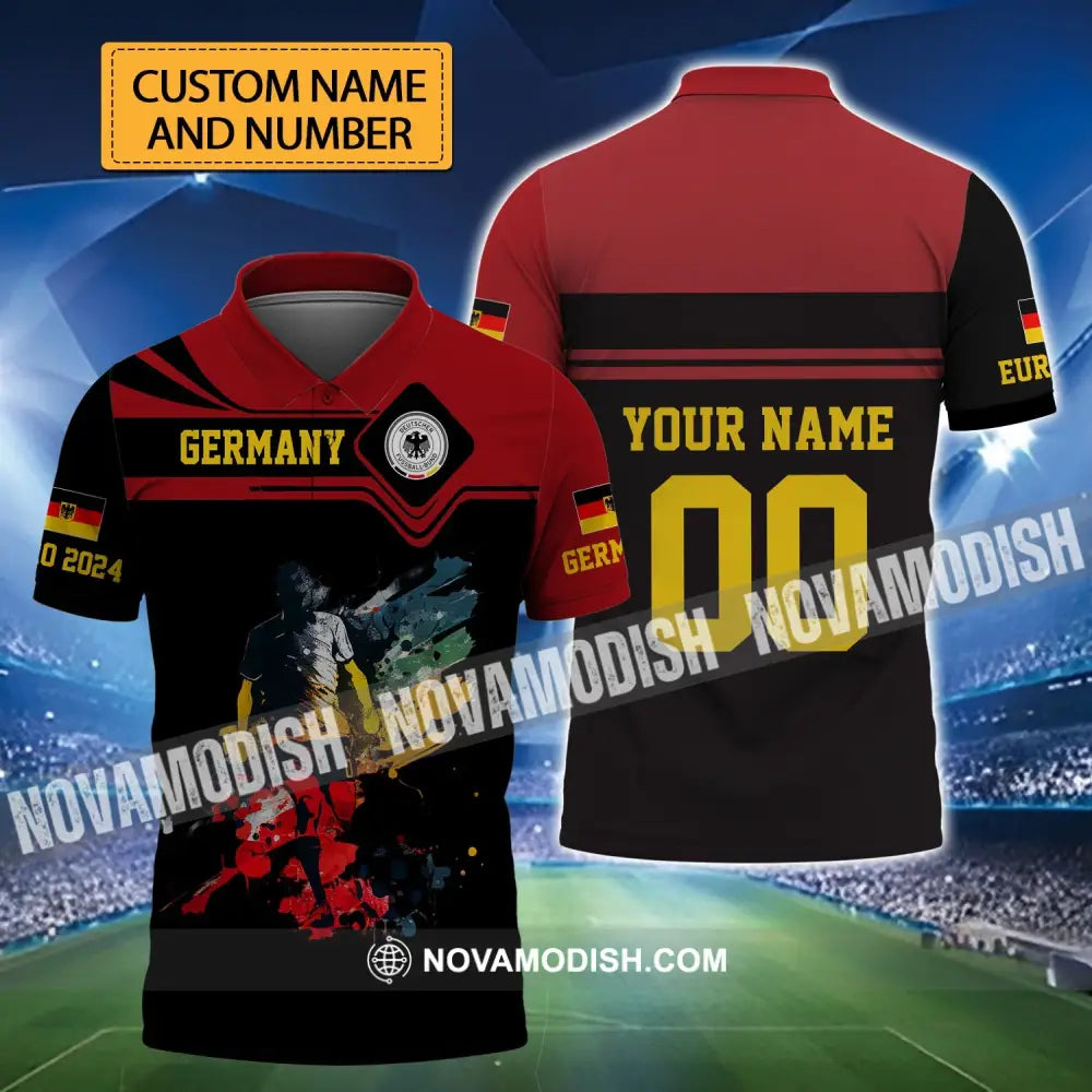 Unisex Shirt - Custom Name And Number Shirt Euro 2024 Germany Team Black And Red T-shirt
