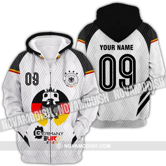Unisex Shirt - Custom Name And Number Euro 2024 Shirt Germany Team Logo Zipper Hoodie / S T-shirt