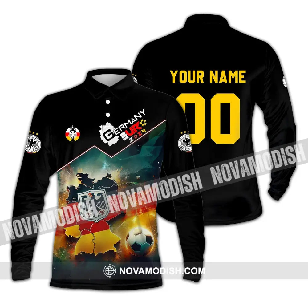 Unisex Shirt - Custom Name And Number Euro 2024 Germany Team Lover Shirt Long Sleeve Polo / S T-shirt