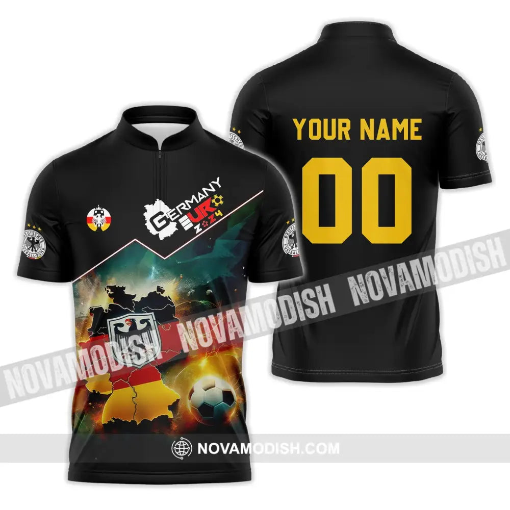 Unisex Shirt - Custom Name And Number Euro 2024 Germany Team Lover Shirt Zipper Polo Shirt / S T-shirt