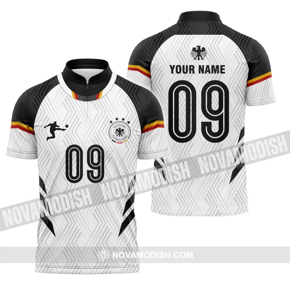 Unisex Shirt - Custom Name And Number Euro 2024 Shirt Germany Zipper Polo Shirt / S T-shirt