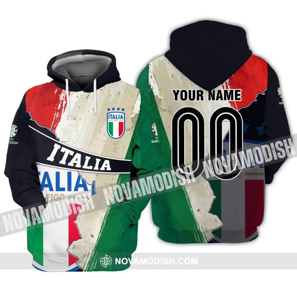 Unisex Shirt - Custom Name And Number Euro 2024 Shirt Italia Hoodie / S T-shirt