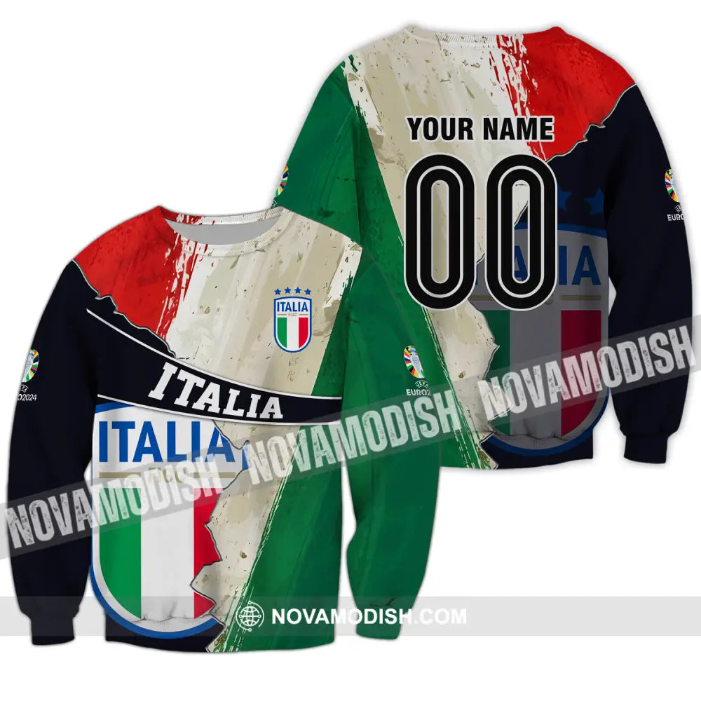 Unisex Shirt - Custom Name And Number Euro 2024 Shirt Italia Long Sleeve / S T-shirt