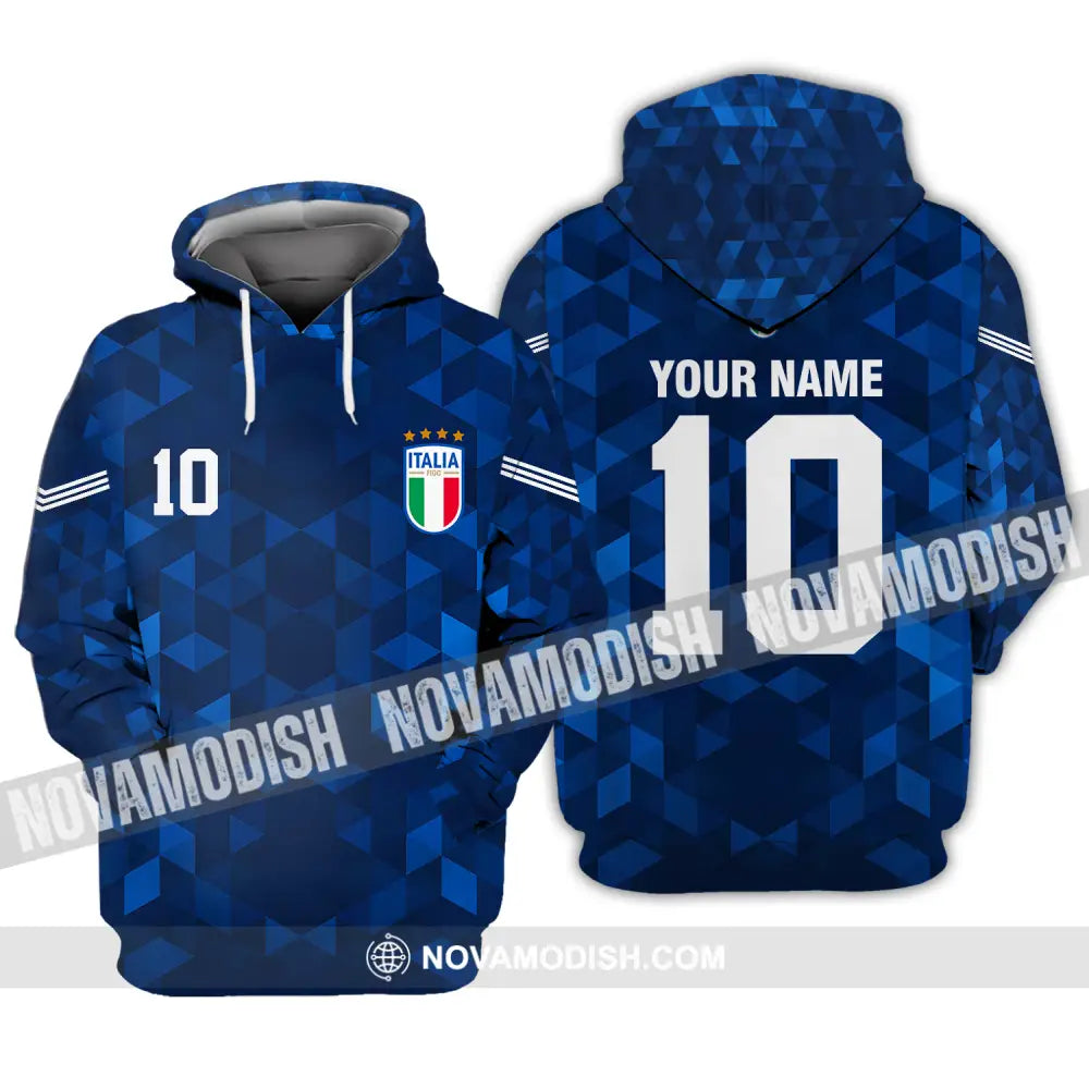 Unisex Shirt - Custom Name And Number Euro 2024 Shirt Italia National Team Blue Hoodie / S T-shirt