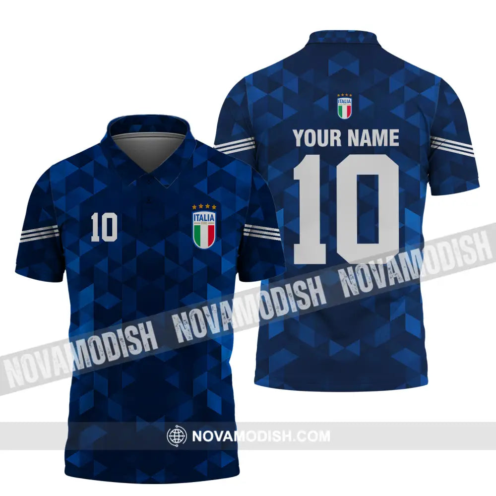 Unisex Shirt - Custom Name And Number Euro 2024 Shirt Italia National Team Blue Polo Shirt / S T-shirt
