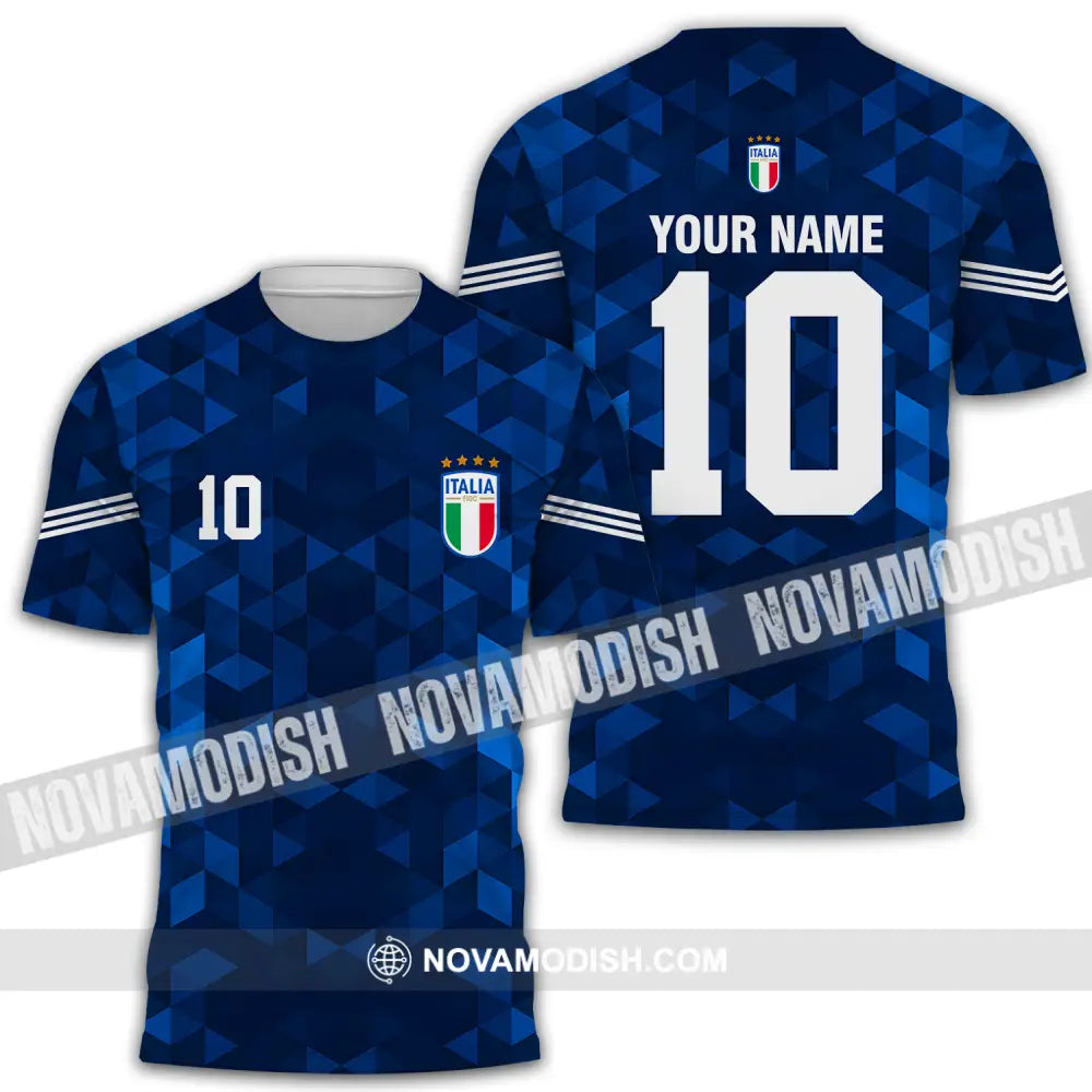 Unisex Shirt - Custom Name And Number Euro 2024 Shirt Italia National Team Blue T-Shirt / S T-shirt