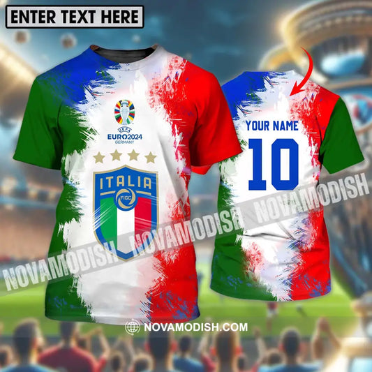 Unisex Shirt - Custom Name And Number Euro 2024 Italia National Team Flag Color Shirt T-shirt