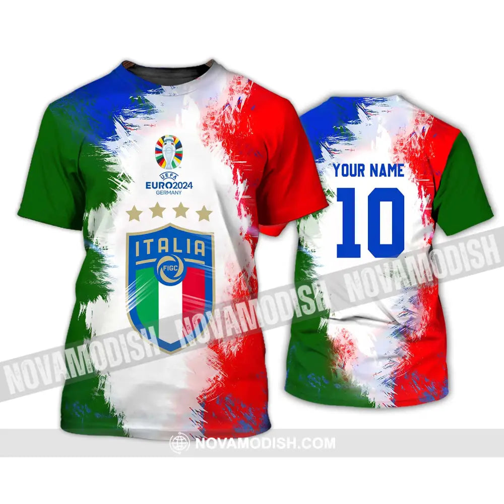 Unisex Shirt - Custom Name And Number Euro 2024 Italia National Team Flag Color Shirt T-Shirt / S T-shirt