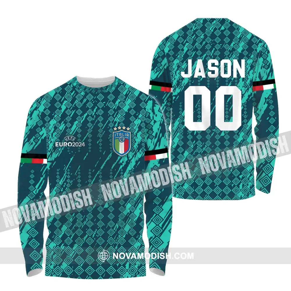 Unisex Shirt - Custom Name And Number Shirt Euro 2024 Shirt Italia National Team Shirt Long Sleeve Shirt / S T-shirt