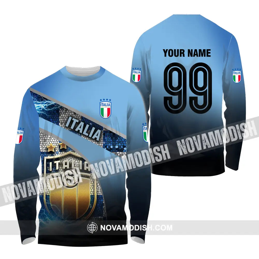Unisex Shirt - Custom Name And Number Euro 2024 Shirt Italia National Team Long Sleeve Shirt / S T-shirt