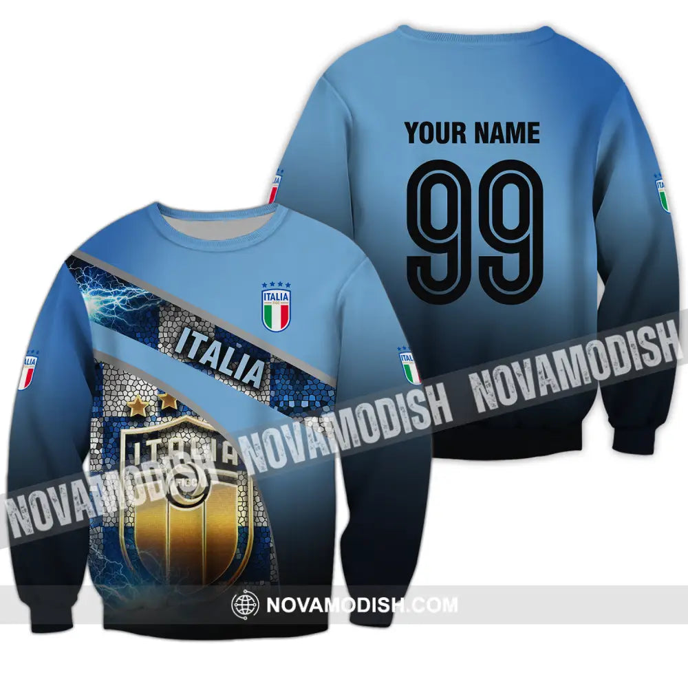 Unisex Shirt - Custom Name And Number Euro 2024 Shirt Italia National Team Long Sleeve / S T-shirt