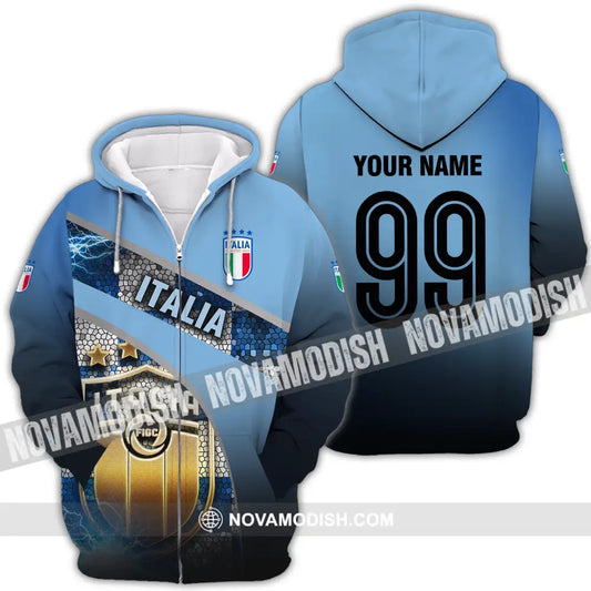 Unisex Shirt - Custom Name And Number Euro 2024 Shirt Italia National Team Zipper Hoodie / S T-shirt
