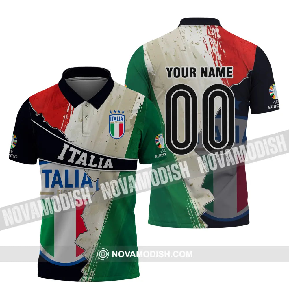 Unisex Shirt - Custom Name And Number Euro 2024 Shirt Italia Polo Shirt / S T-shirt