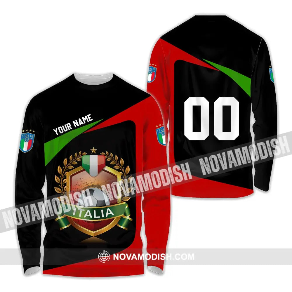 Unisex Shirt - Custom Name And Number Euro 2024 Shirt Italia Team Champion Long Sleeve Shirt / S T-shirt