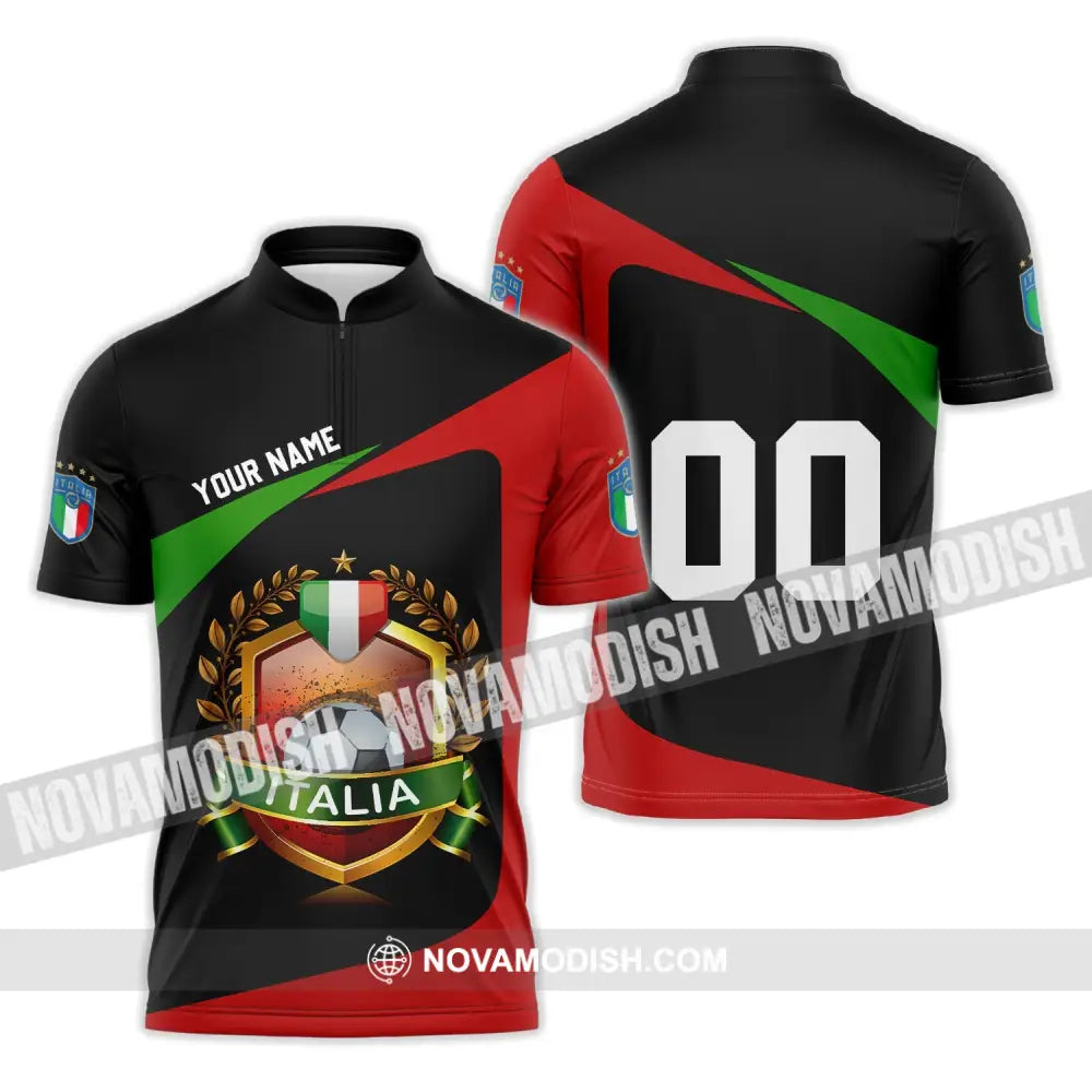 Unisex Shirt - Custom Name And Number Euro 2024 Shirt Italia Team Champion Zipper Polo Shirt / S T-shirt