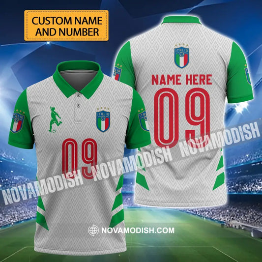 Unisex Shirt - Custom Name And Number Shirt Euro 2024 Italia Team Green And White T-shirt