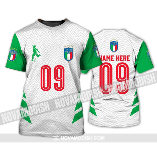 Unisex Shirt - Custom Name And Number Shirt Euro 2024 Italia Team Green And White T-Shirt / S T-shirt