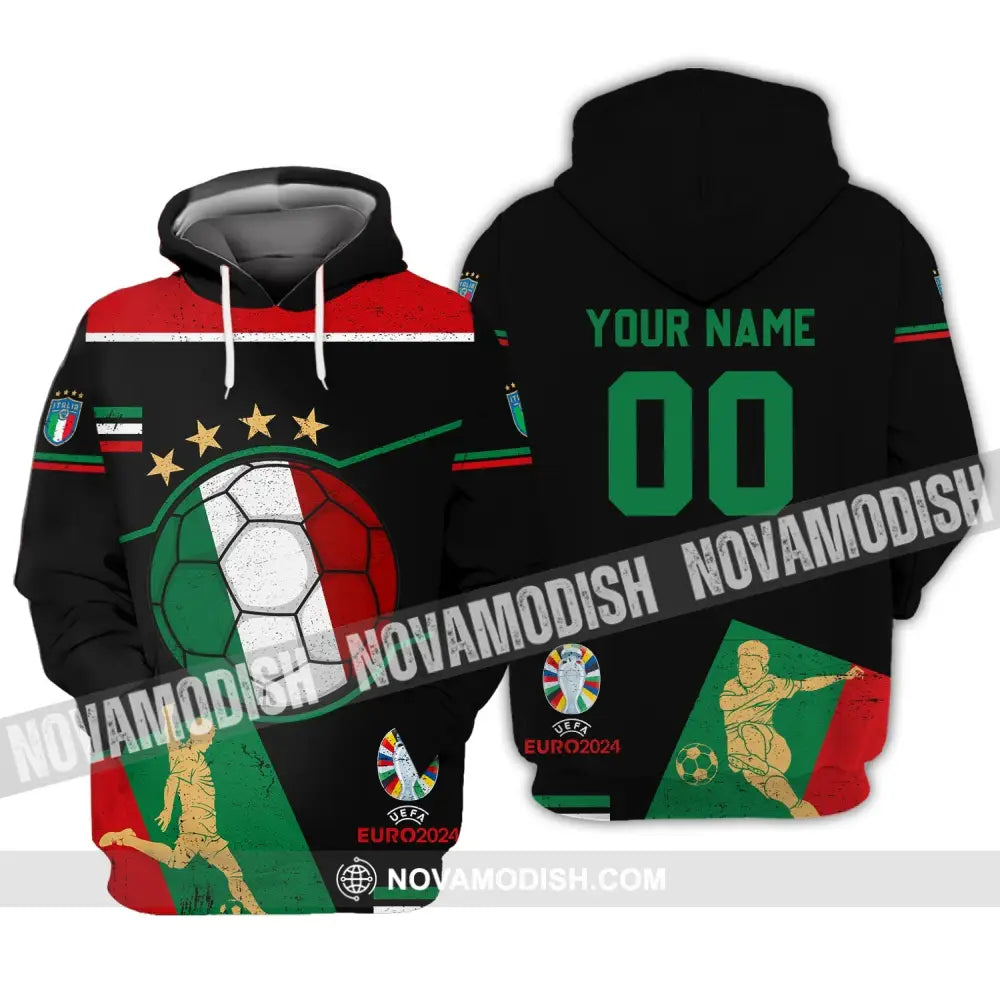 Unisex Shirt - Custom Name And Number Shirt Euro 2024 Italia Team Hoodie / S T-shirt