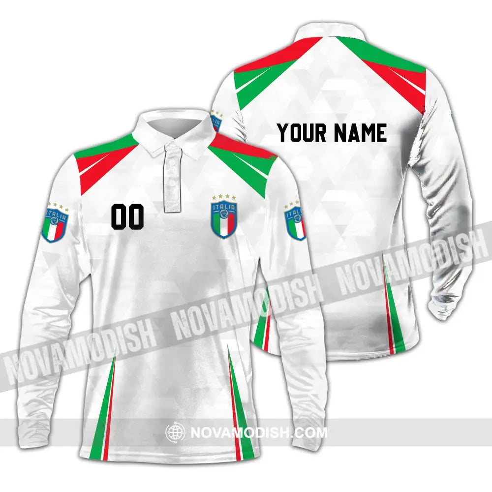 Unisex Shirt - Custom Name And Number Euro 2024 Shirt Italia Team Long Sleeve Polo / S T-shirt