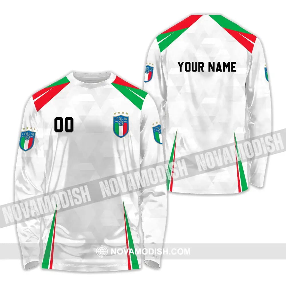 Unisex Shirt - Custom Name And Number Euro 2024 Shirt Italia Team Long Sleeve Shirt / S T-shirt
