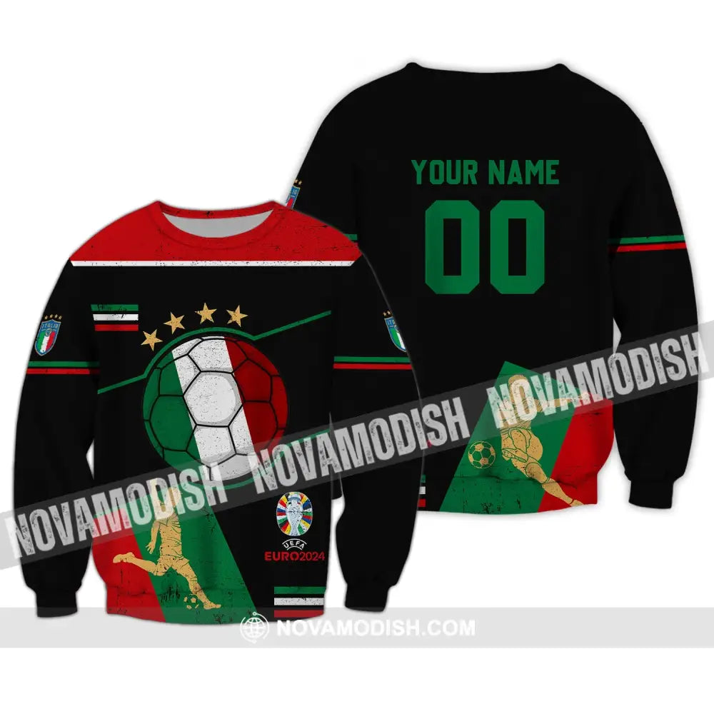 Unisex Shirt - Custom Name And Number Shirt Euro 2024 Italia Team Long Sleeve / S T-shirt