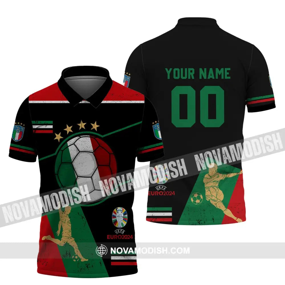 Unisex Shirt - Custom Name And Number Shirt Euro 2024 Italia Team Polo Shirt / S T-shirt