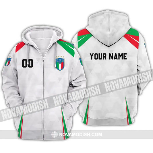 Unisex Shirt - Custom Name And Number Euro 2024 Shirt Italia Team Zipper Hoodie / S T-shirt