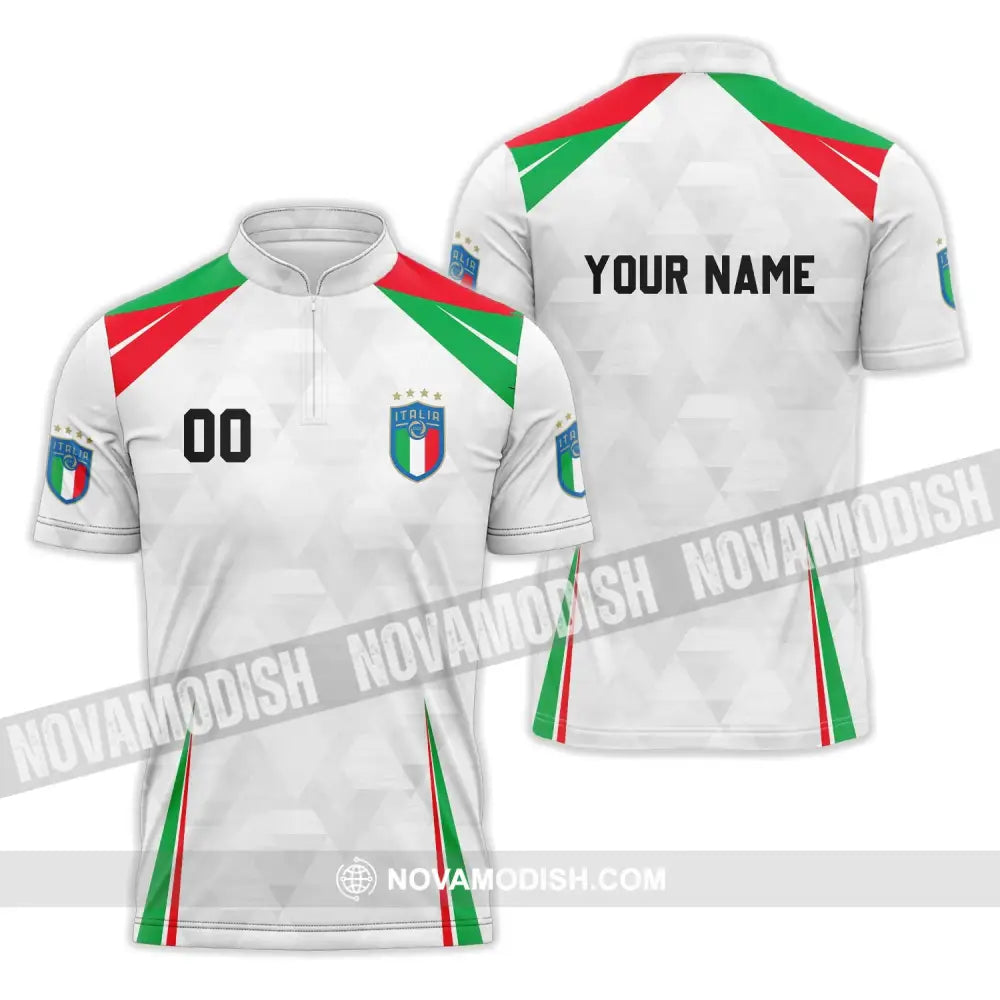 Unisex Shirt - Custom Name And Number Euro 2024 Shirt Italia Team Zipper Polo Shirt / S T-shirt