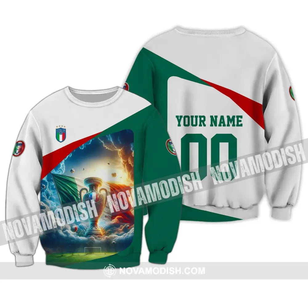 Unisex Shirt - Custom Name And Number Euro 2024 Italy Cup Shirt Long Sleeve / S T-shirt